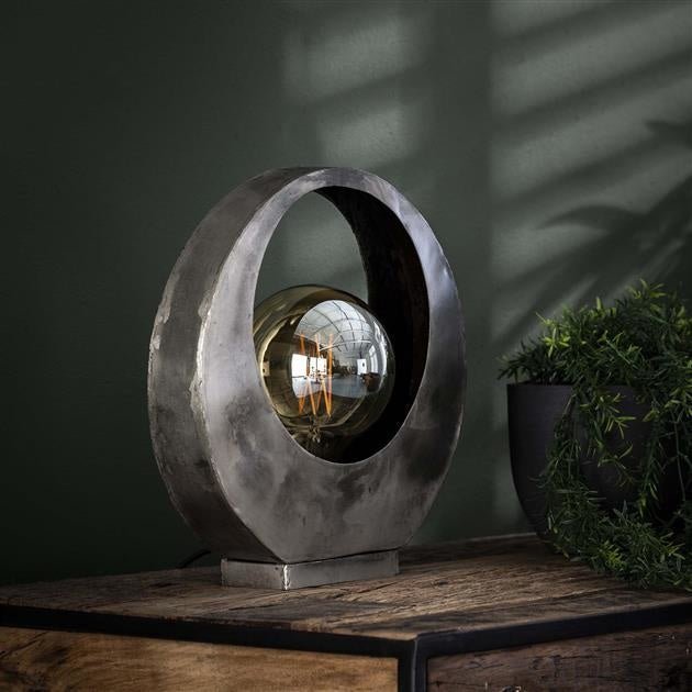 Industrielle Tischlampe MIA aus Metall mit Rundschirm – Offene Lichtquelle für Wohnzimmer, Schlafzimmer und Küche, ideale LED-Tischleuchte 1