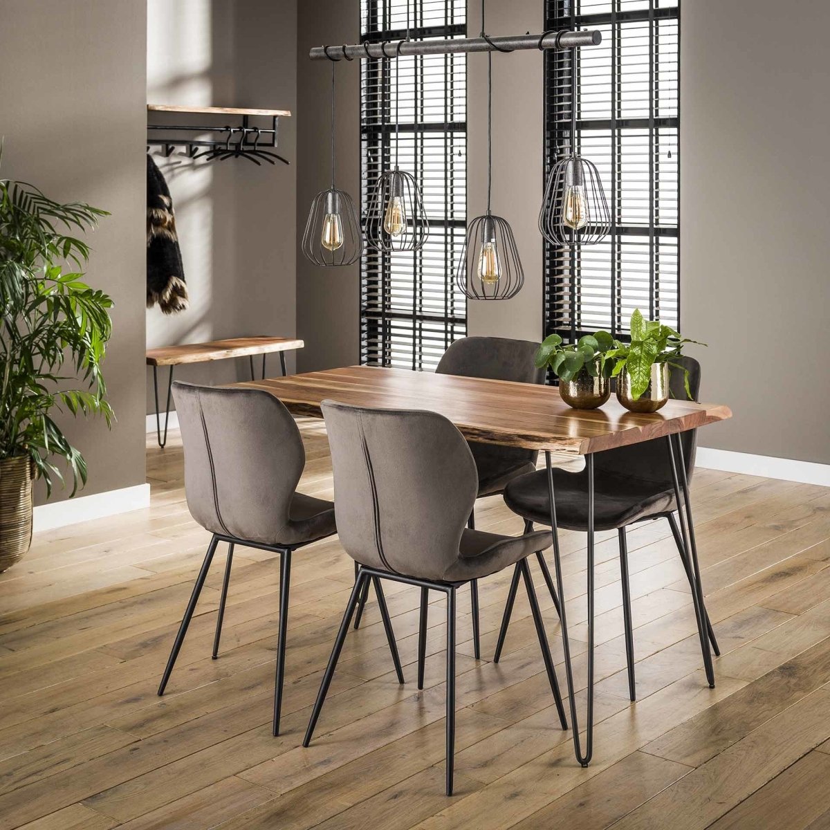 Industrieller Esstisch 130 x 70 cm aus Akazienholz mit Metallgestell – Massiv und Stabil für Kleine Räume 0