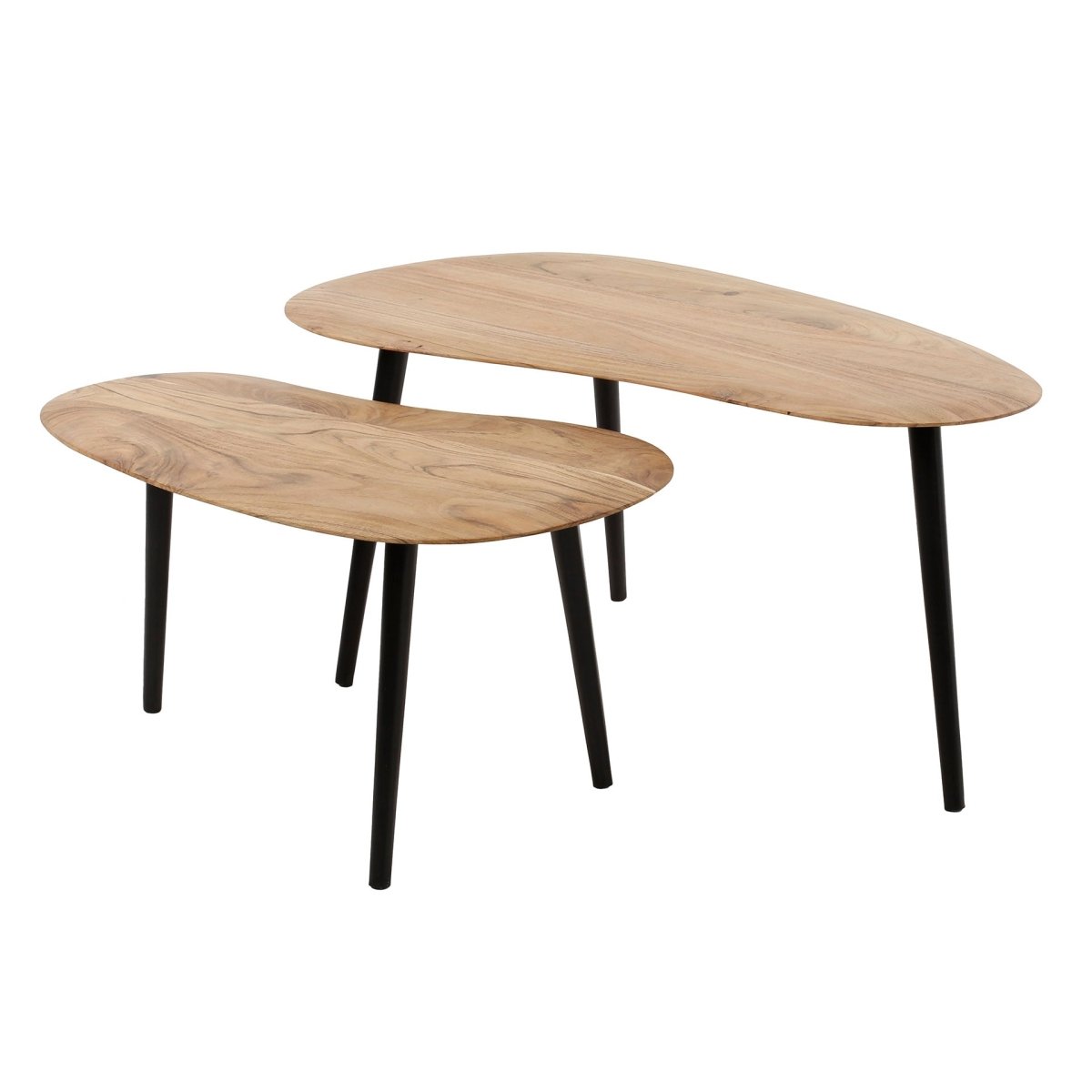 Organisches Couchtisch-Set Elvie aus Akazienholz – 2 Dreieckige Tische für Wohnzimmer, Funktional und Stilvoll 3