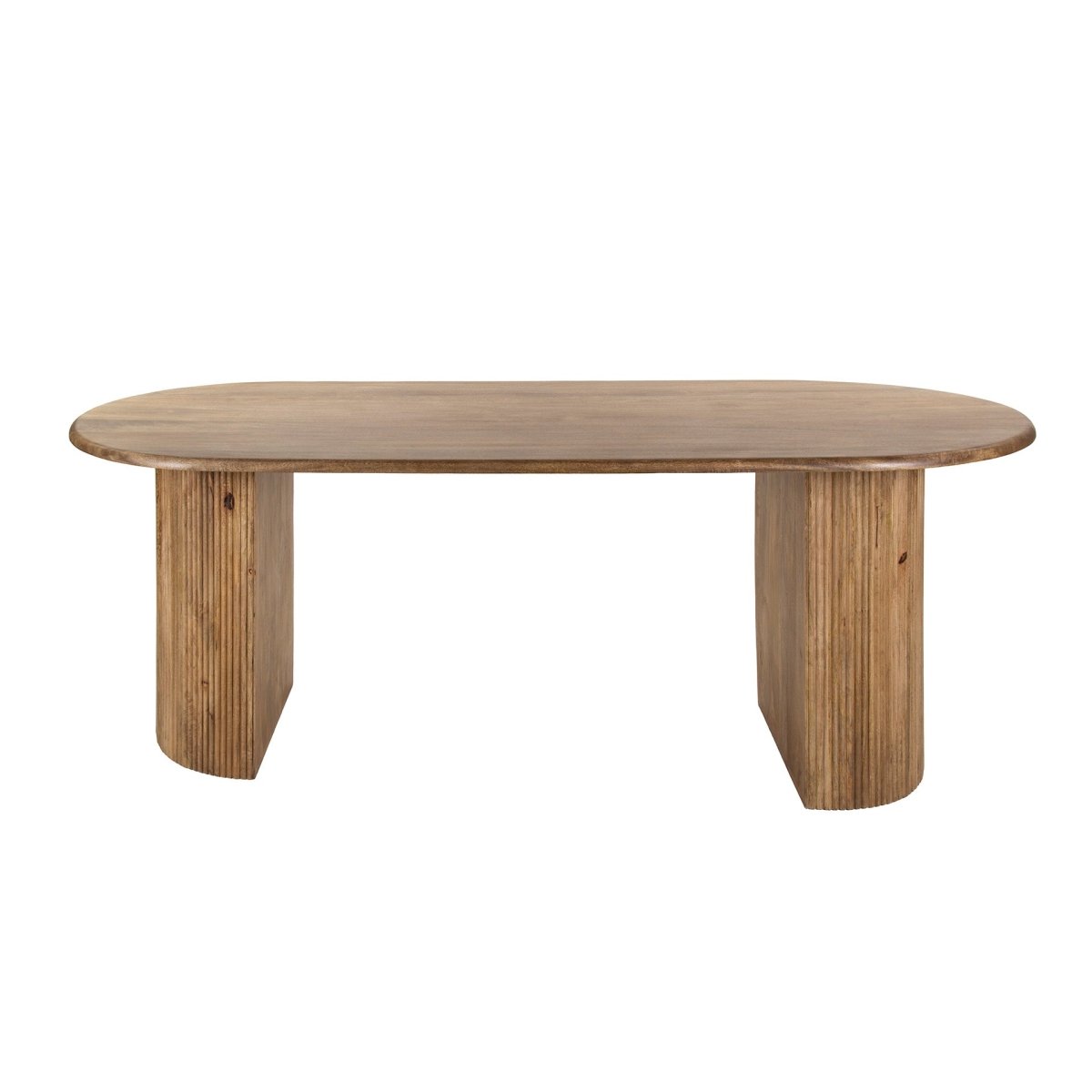 Ovaler Esstisch 215 x 90 cm aus nachhaltigem Mangoholz – Modernes Wellendesign für stilvolle Esszimmer 3