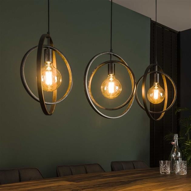Pendelleuchte 3-flammig Höhenverstellbar 150 cm aus Metall im Industriestil – Runde Hängelampe mit Rotierenden Lampenschirmen 4