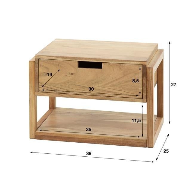 Schwebender Nachttisch aus Akazienholz mit 1 Schublade – Modernes Design für Ihr Schlafzimmer 4