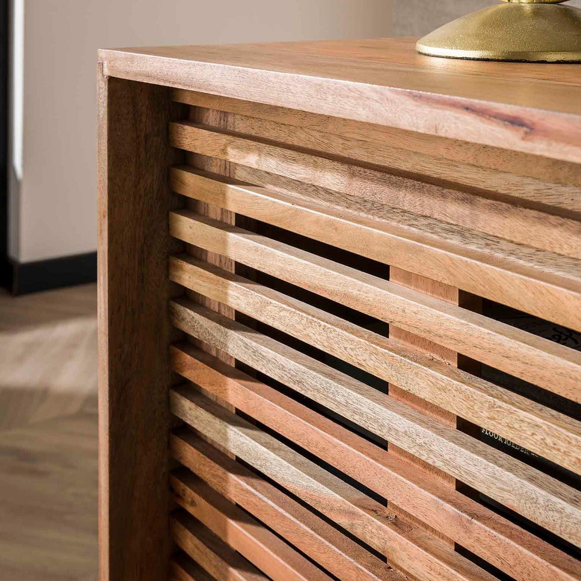 Slide Sideboard aus Akazienholz mit 2 Schiebetüren und Modernem Design, 150x45x76 cm, Robustes Massivholz 1