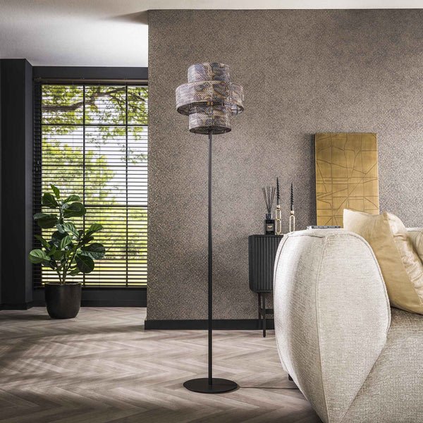Stehlampe 165 cm Schwarz-Braun aus Metall – Handgefertigte Stehleuchte für Wohnzimmer, IP20, E27 Fassung 1