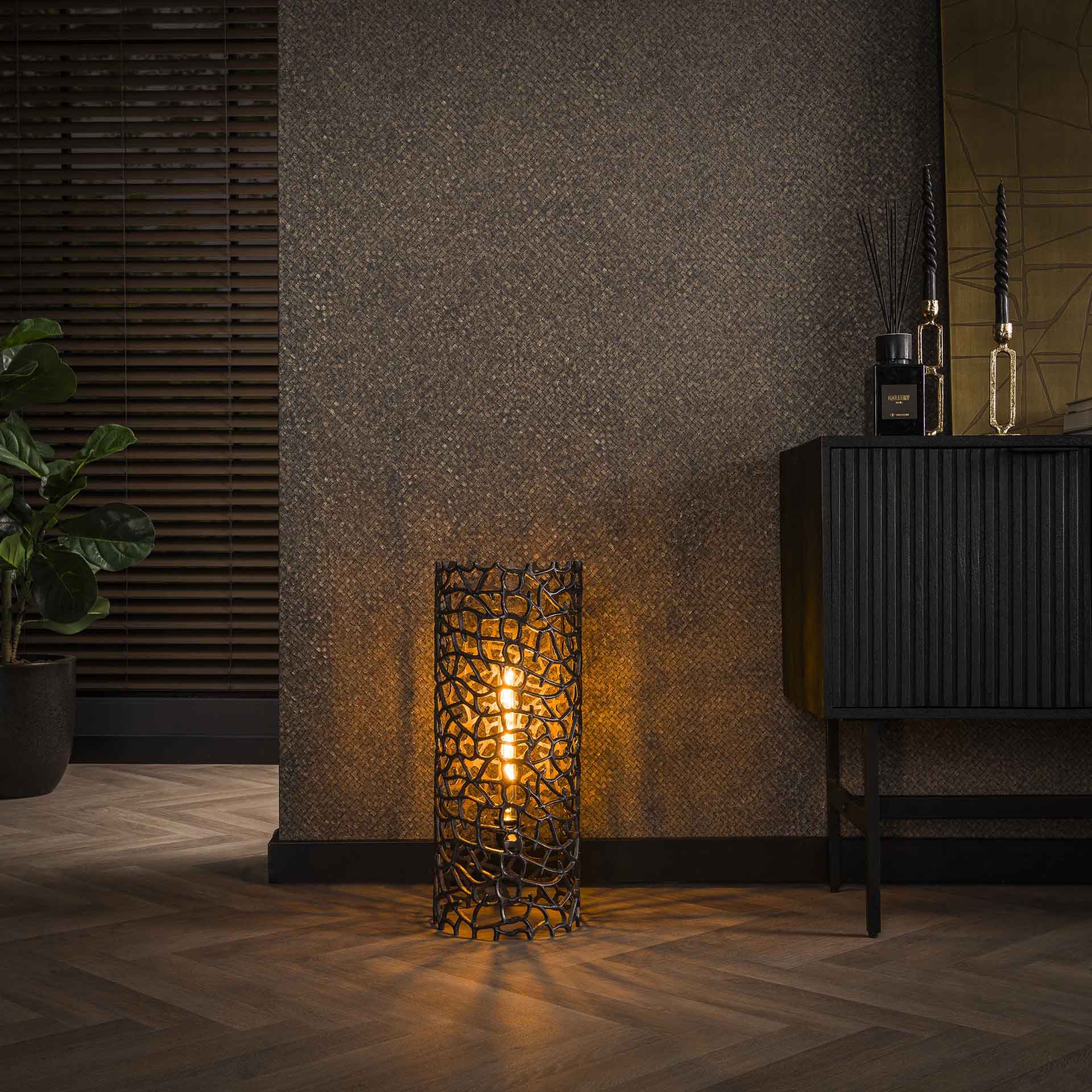 Stehleuchte Schwarz 61 cm mit Metallzylinder Ø25 cm – Modernes Design für stimmungsvolles Licht 0