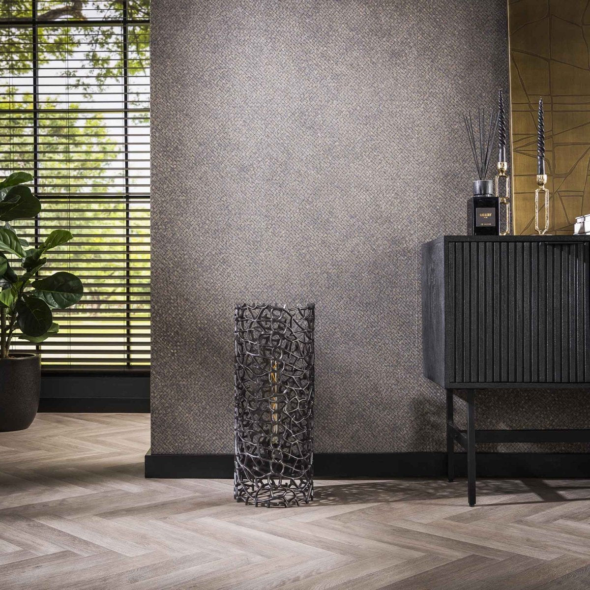 Stehleuchte Schwarz 61 cm mit Metallzylinder Ø25 cm – Modernes Design für stimmungsvolles Licht 1