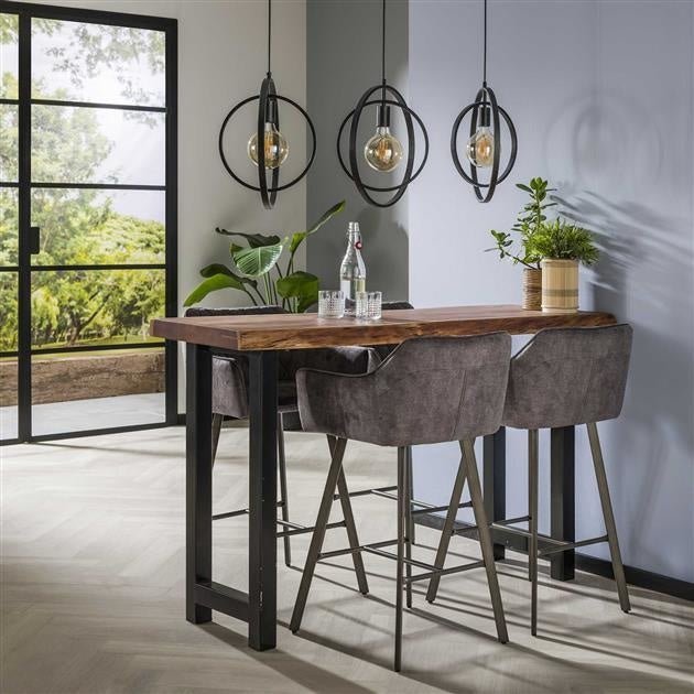 Stehtisch 150 cm aus Akazienholz mit Metallgestell – Robuster Hochtisch für Barhocker, Höhe 92 cm 0