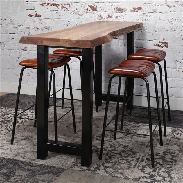Stehtisch 150 cm aus Akazienholz mit Metallgestell – Robuster Hochtisch für Barhocker, Höhe 92 cm 2
