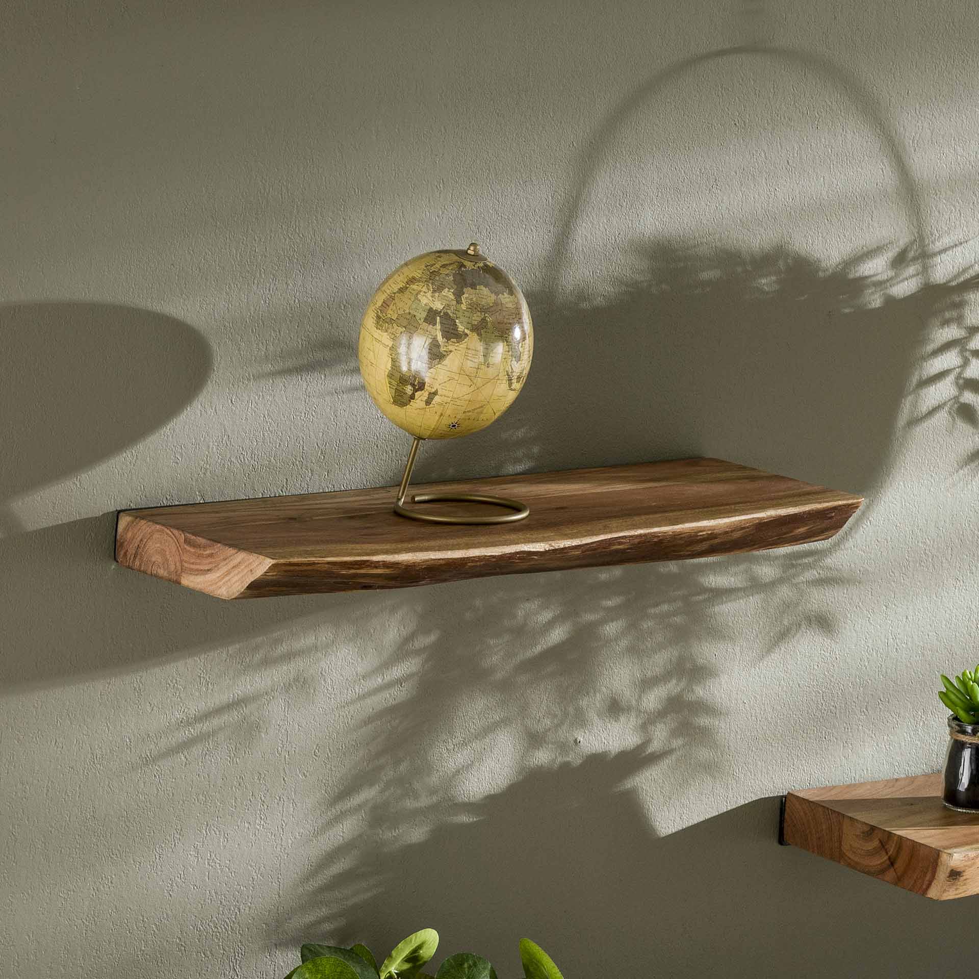 Wandregal 60 cm aus Massivholz – Rustikales Regal mit Baumstammform für Bücher und Dekoration 0