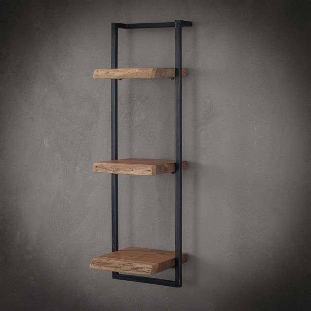 Wandregal aus Akazienholz mit Stahlrahmen im Vintage-Look 96 cm – Robustes Wandregal für modernes und industrielles Interieur 11