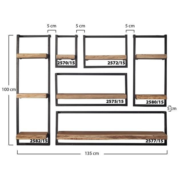 Wandregal aus Akazienholz mit Stahlrahmen im Vintage-Look 96 cm – Robustes Wandregal für modernes und industrielles Interieur 7